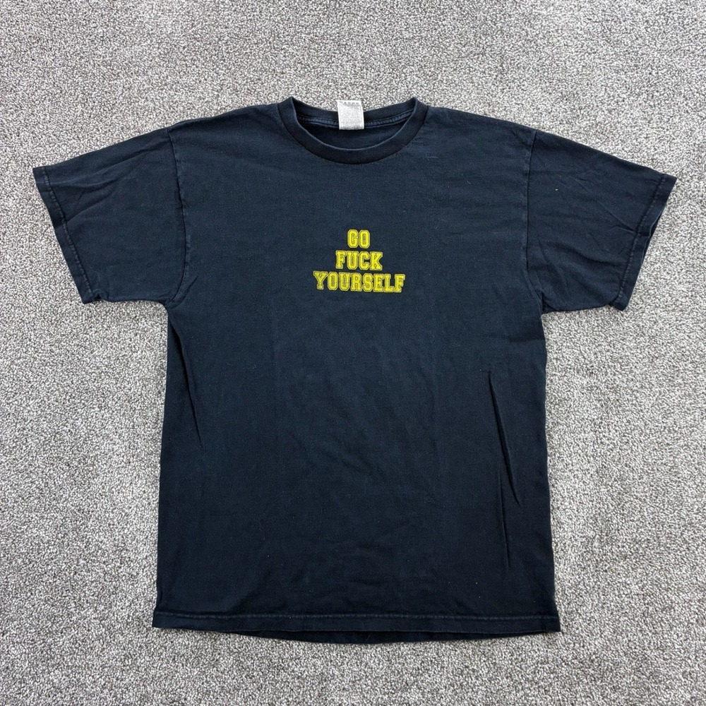 Vintage Y2K Timmy Gaither Comedy Shirt Mens Large Black Go F* Yourself Seriously